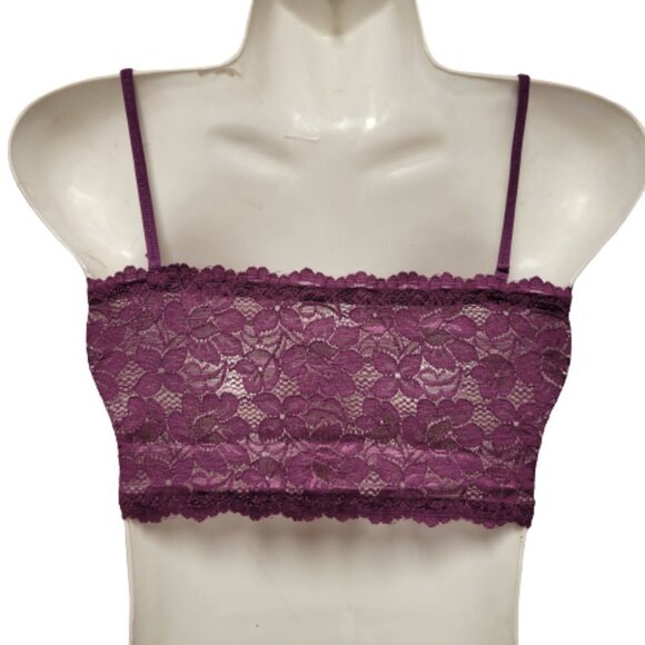 Sexy Purple Bralette Crop Top Lace Bandeau Adjustable Straps Removable Pad - NEW - Picture 3 of 12